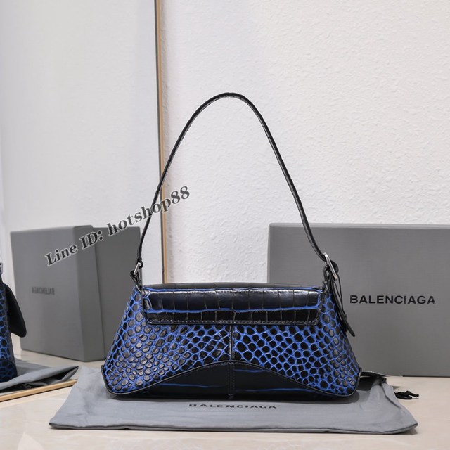 Balenciaga專櫃爆款鱷魚紋寶石藍女包 巴黎世家小號XX系列腋下包 fyj2019